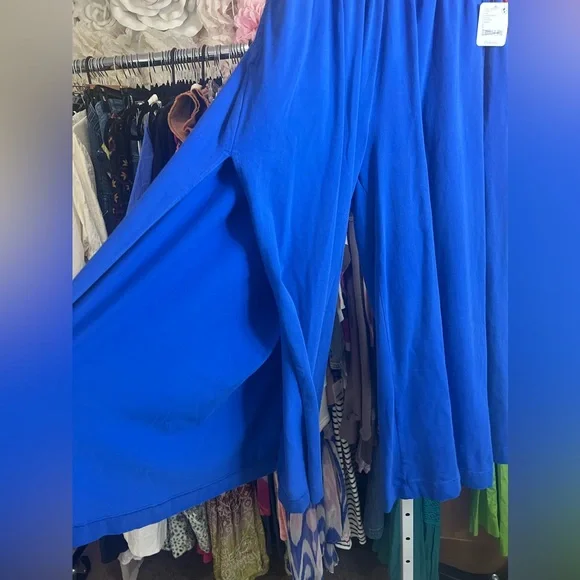 FREE PEOPLE MOVEMENT HOT SHOT SLIT WIDE LEG PANTS INDIGO, SMALL NWT - Picture 6 of 7